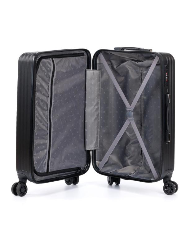 Чемодан TORBER Lama, черный, ABS-пластик, 43х25,5х67см, 62 л, T1919M-Black