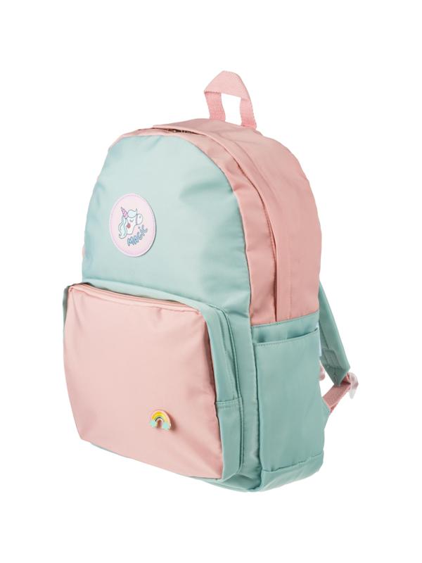Рюкзак №1School голубой с розовым эмблема  Единорог