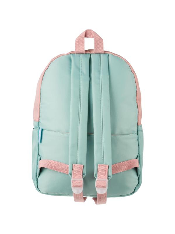 Рюкзак №1School голубой с розовым эмблема  Единорог