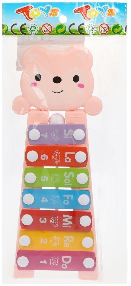 Ксилофон Радуга, 25,5 см, 7 нот, в ассорт., пакет