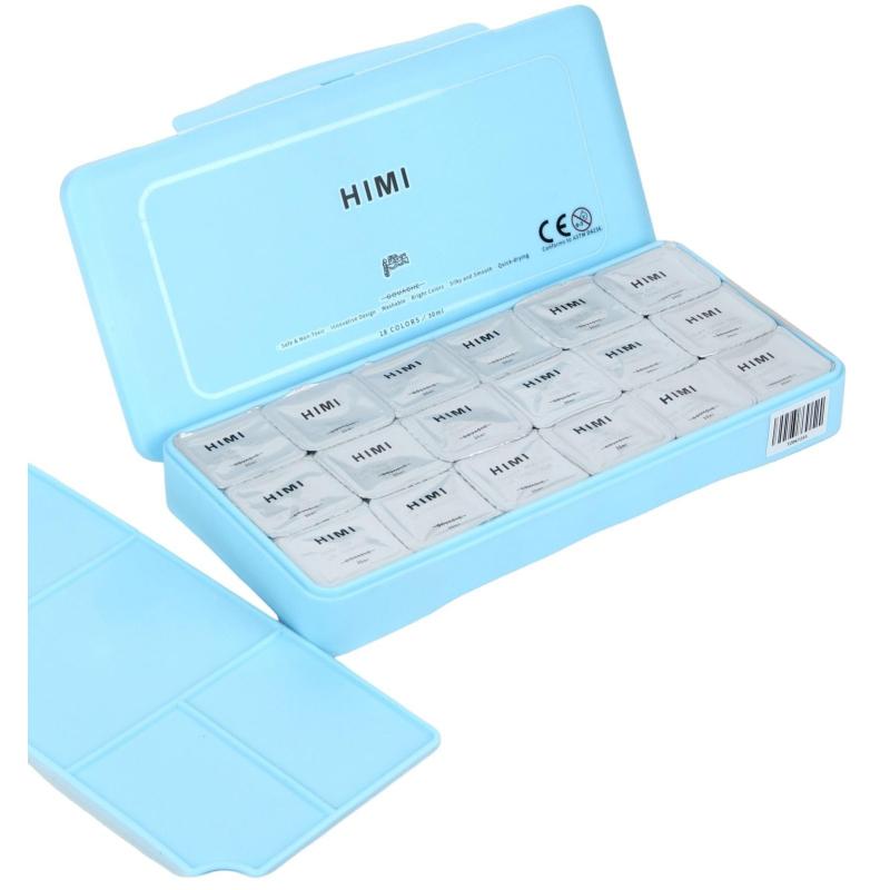 Гуашь HIMI 18 цветов/наб голубой FC.TZ.HM.007/BLUE