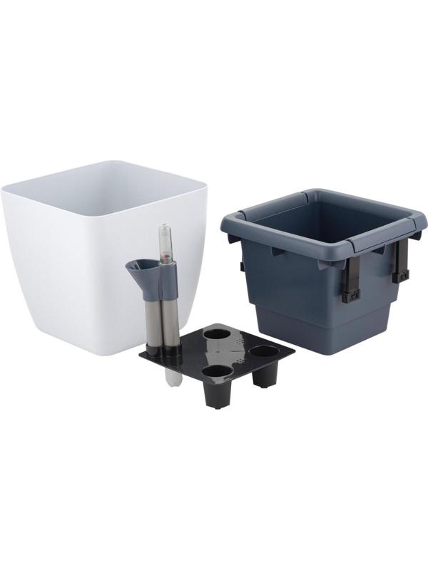 Горшок с автополивом Munchen 5л с вставкой 2,2л,квадрат,белосн, IG622411048