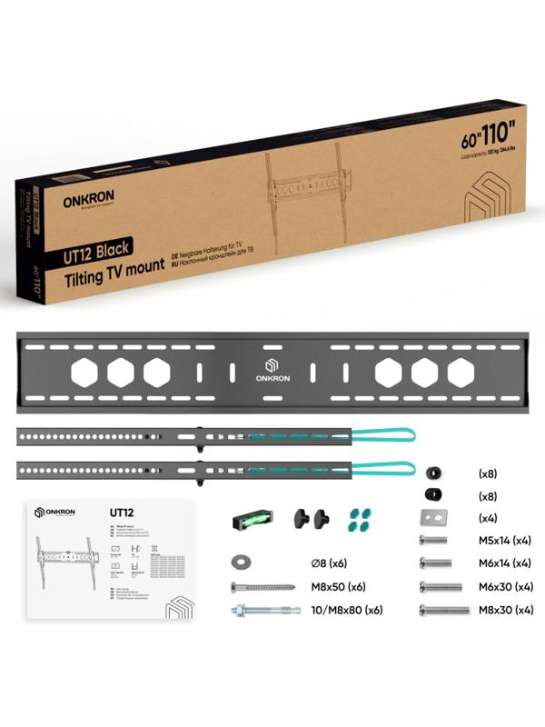 Кронштейн Onkron наклонный для ТВ 60-110, черный UT12