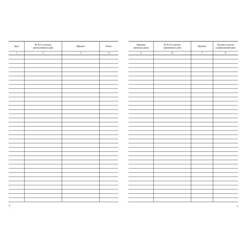 Журнал учета пропущенных и замещенных урок А4,52л обл.офс. КЖ-108 2шт/уп