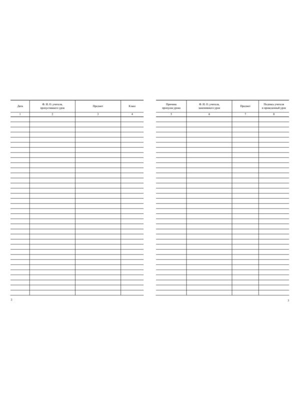 Журнал учета пропущенных и замещенных урок А4,52л обл.офс. КЖ-108 2шт/уп