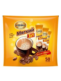Кофе порционный растворимый Московская кофейня на паяхъ 3в1 Мягкий 50пак