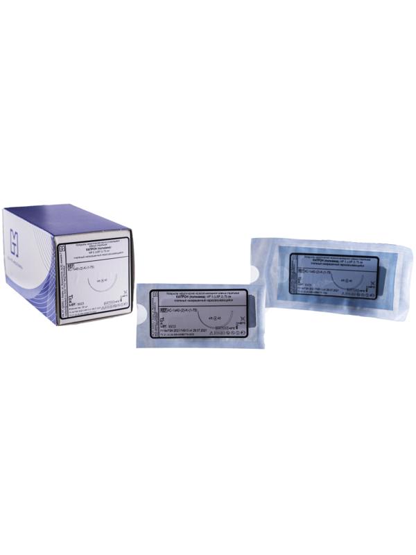 Шовный материал КАПРОН 2 МР 5 с иглой 4C-1,0x40-(2)-K-(1-75), 75см 20шт/у