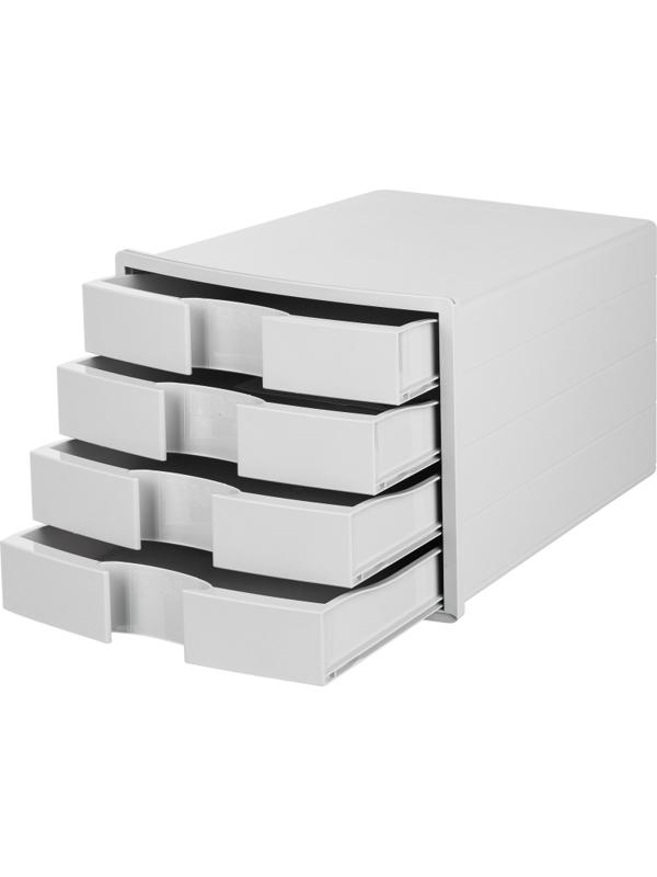 Бокс с выдвижными лотками HAN IMPULS 4 лотка с индексн.окн св-сер HA1012/11