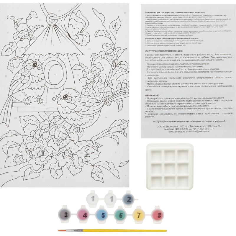 Картина по номерам для малышей Весенние птички набор Ркн-036