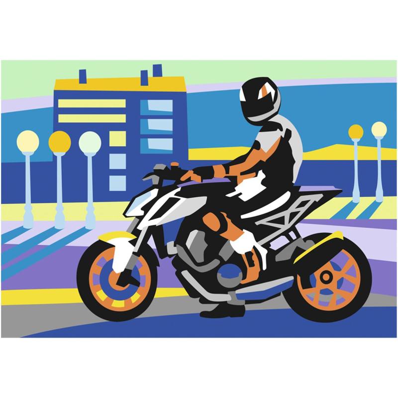 Картина по номерам для малышей Мотоциклист набор Ркн-073