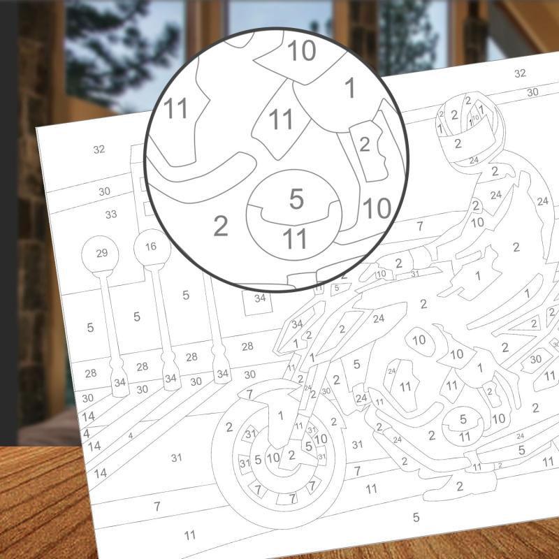 Картина по номерам для малышей Мотоциклист набор Ркн-073