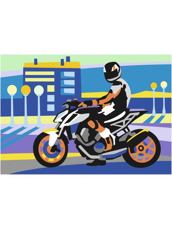Картина по номерам для малышей Мотоциклист набор Ркн-073