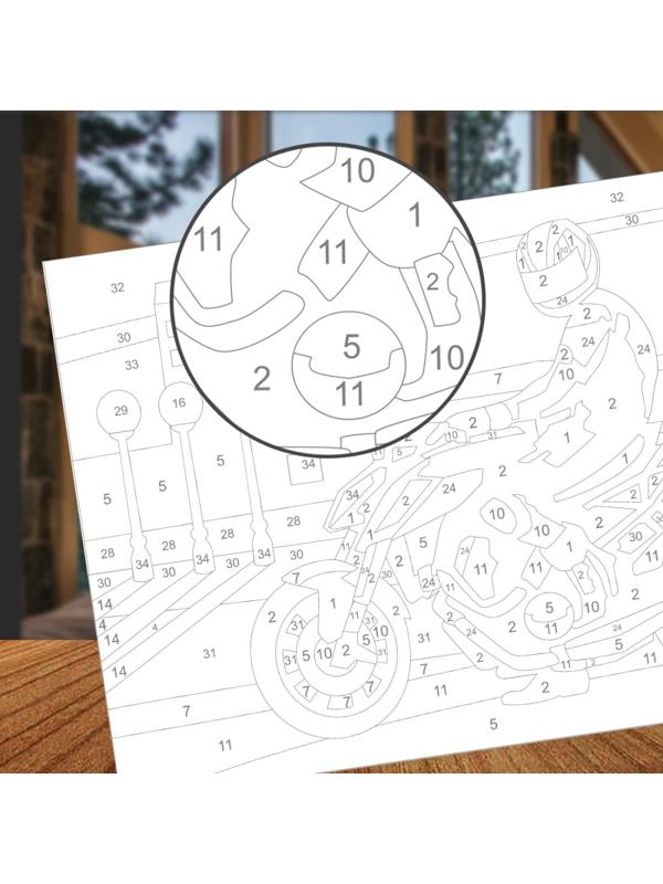 Картина по номерам для малышей Мотоциклист набор Ркн-073