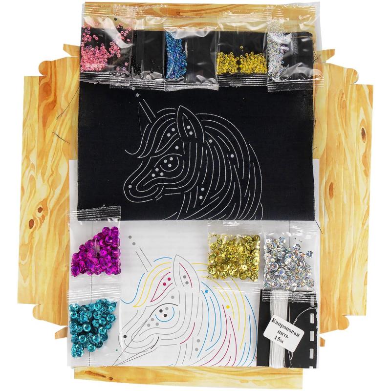 Набор для творчества Вышивка пайетками Единорог Вп-020