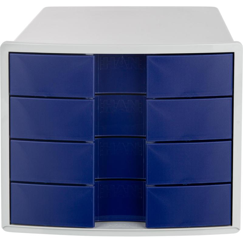 Бокс с выдвижными лотками HAN IMPULS 4 лотка с индек.окнами синий HA1012/14