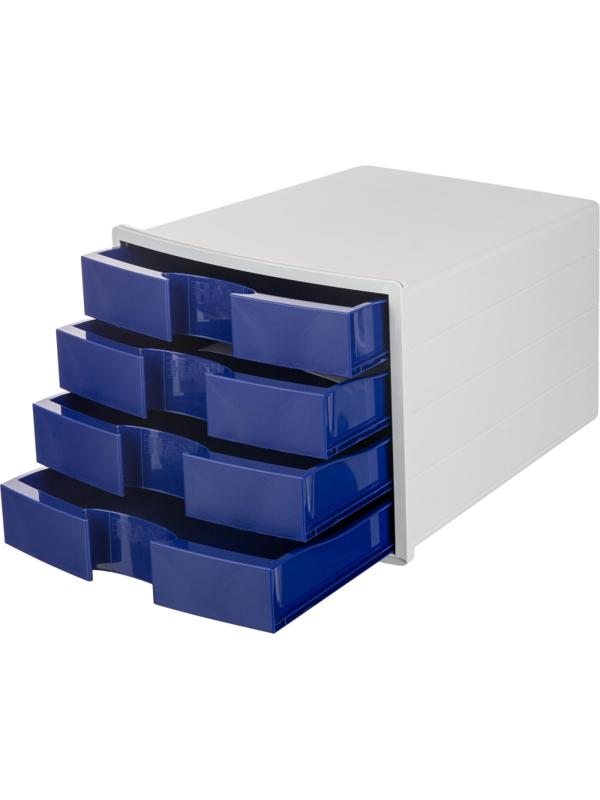 Бокс с выдвижными лотками HAN IMPULS 4 лотка с индек.окнами синий HA1012/14