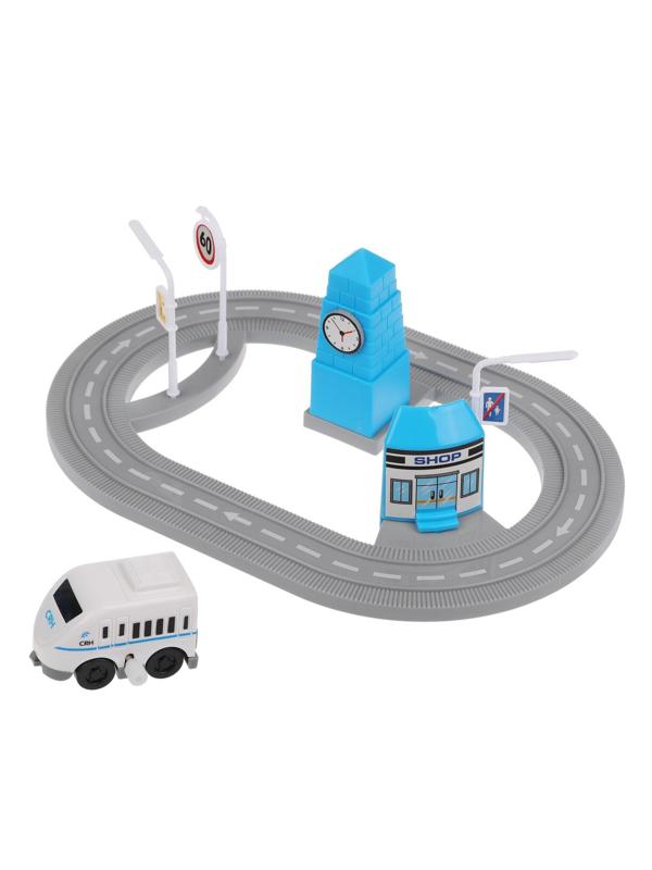 Заводная машинка на треке, аксессуары 5 шт, в ассорт., блистер