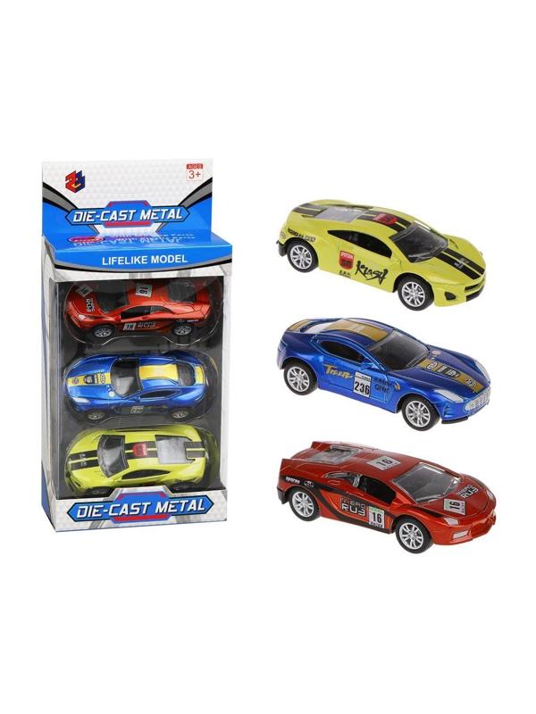 ДЕФЕКТ УПАКОВКИ Набор машин металлических, инерционных, 3шт., коробка