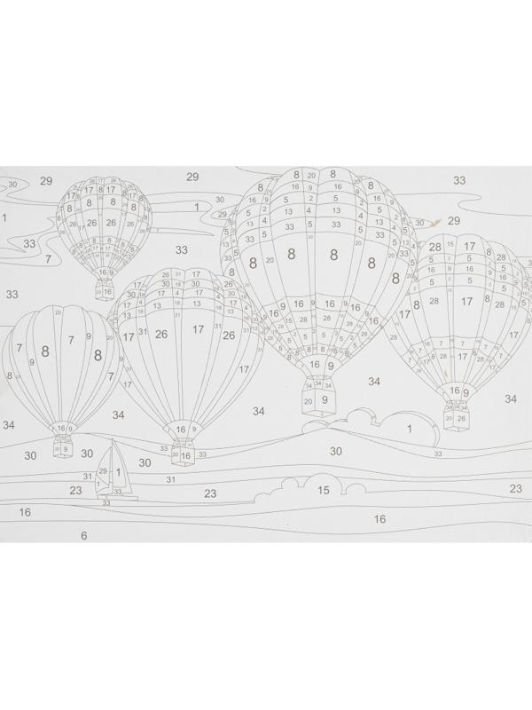 Картина по номерам для малышей ТРАНСПОРТ Воздушные шары набор Ркн-104