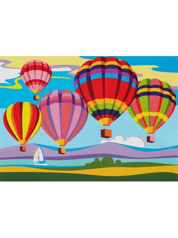 Картина по номерам для малышей ТРАНСПОРТ Воздушные шары набор Ркн-104