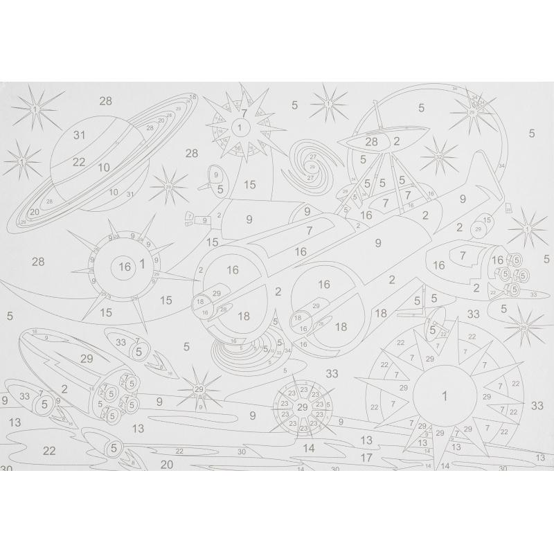 Картина по номерам для малышей ТРАНСПОРТ Космический корабль набор Ркн-101