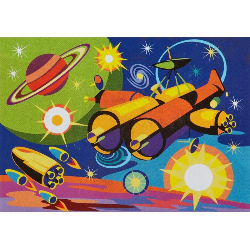 Картина по номерам для малышей ТРАНСПОРТ Космический корабль набор Ркн-101