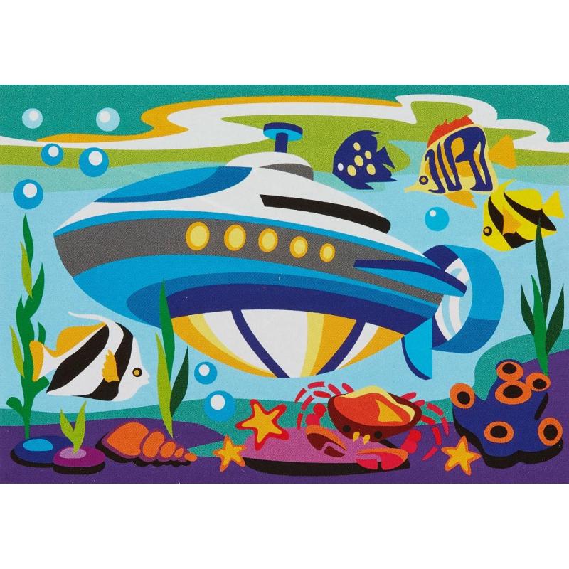 Картина по номерам для малышей ТРАНСПОРТ Подводная лодка набор Ркн-103