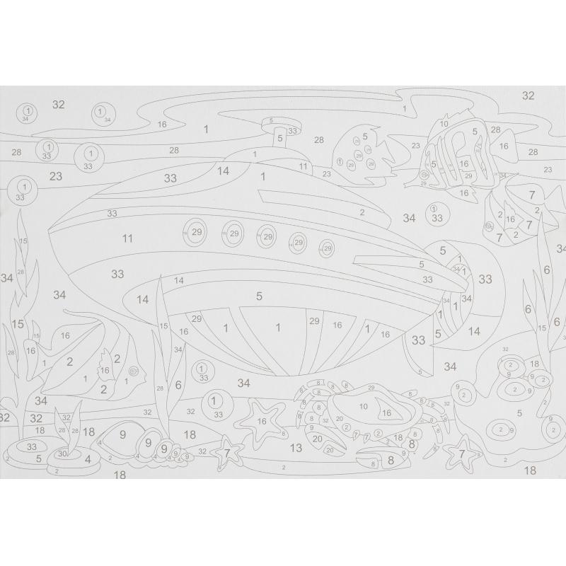 Картина по номерам для малышей ТРАНСПОРТ Подводная лодка набор Ркн-103