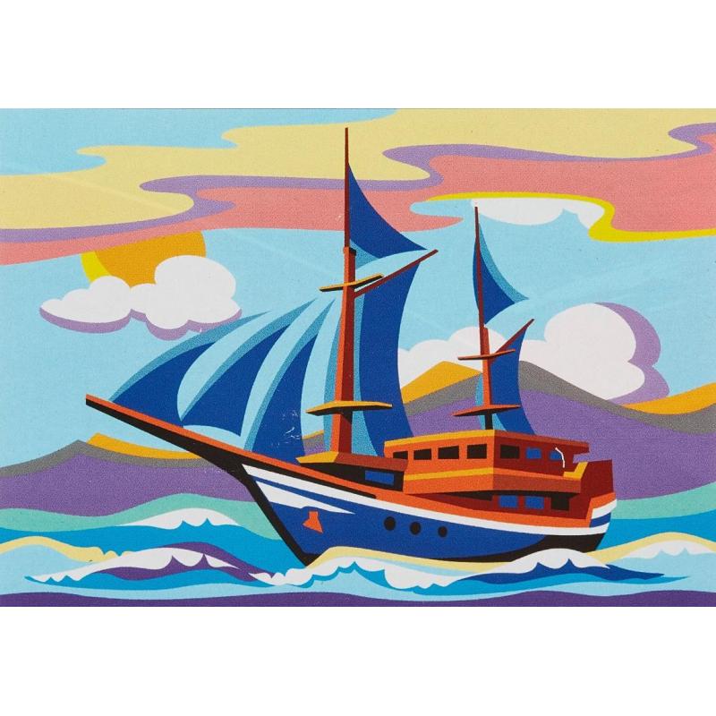 Картина по номерам для малышей ТРАНСПОРТ Корабль набор Ркн-110