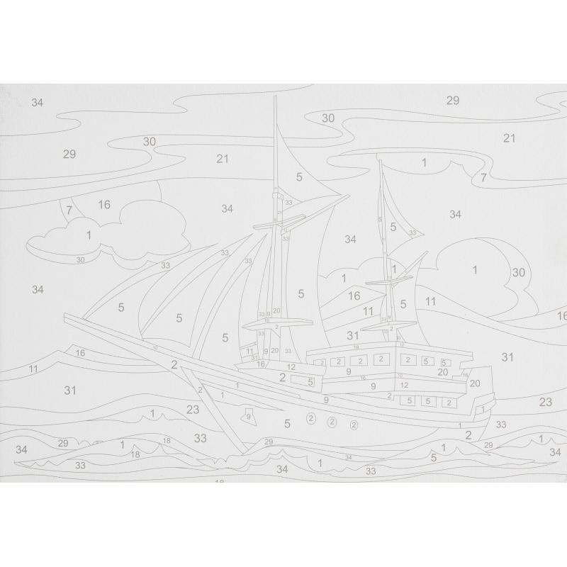 Картина по номерам для малышей ТРАНСПОРТ Корабль набор Ркн-110