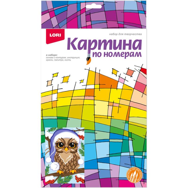 Картина по номерам для малышей Зимняя совушка набор Ркн-064