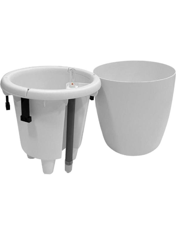 Горшок с автопол InGreen Munchen D250мм 9л с внутр вст 6,2л, круглый, белый