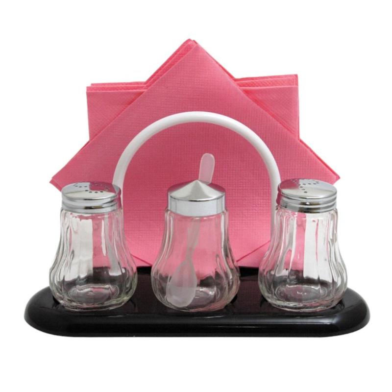 Набор для специй 3пр.(соль,перец,горч) + салфетница пластик, кт970