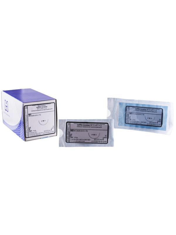 Шовный материал КАПРОН 0 МР 3,5 с иглой 4D-0,8x30-(0)-K-(1-75), 75см 20шт/у