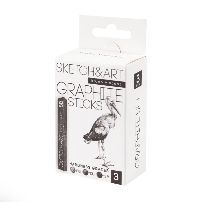 Графит прессованный SKETCH&ART 8B,10B,12B черный 3шт/наб 25-004