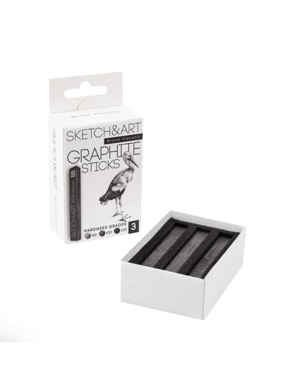 Графит прессованный SKETCH&ART 8B,10B,12B черный 3шт/наб 25-004