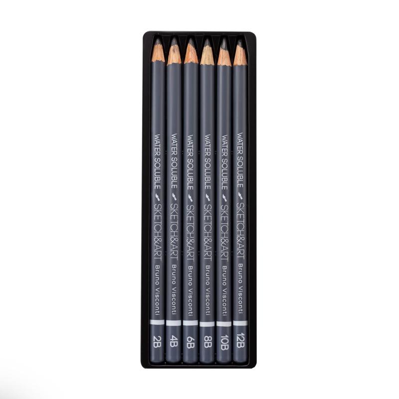 Набор чернографитных карандашей аквар. SKETCH&ART 2-4-6-8-10-12B 6шт 25-003