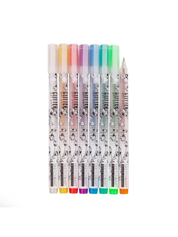 Набор гелевых ручек SKETCH&ART Uni Write.GLITTER 1мм, блестки, 8цв 20-0309