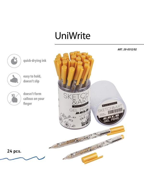 Ручка гелевая SKETCH&ARTUniWrite.GOLD 0,8мм ЗОЛОТАЯ 20-0312/02