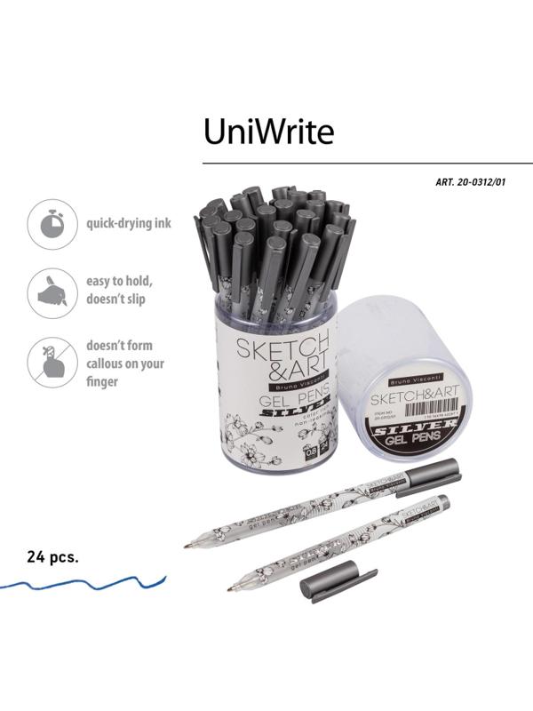 Ручка гелевая SKETCH&ARTUniWrite.SILVER 0,8мм СЕРЕБРЯНАЯ 20-0312/01