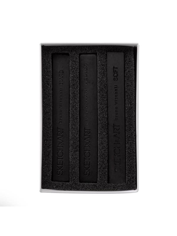 Уголь прессованный SKETCH&ART черный мягкий,средний,твердый 3шт/наб 25-001