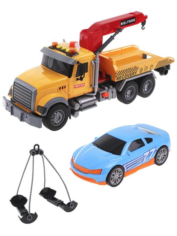 Игровой набор Автовоз, свет, звук, в комплекте: автовоз инерционный, машина
без механизмов, тестовые элементы питания AG13/LR44*3шт., коробка, в
ассортименте