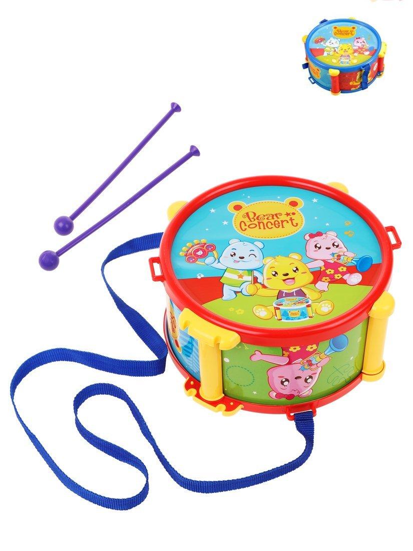 Музыкальная игрушка барабан, 2 палочки, в ассорт.,пакет