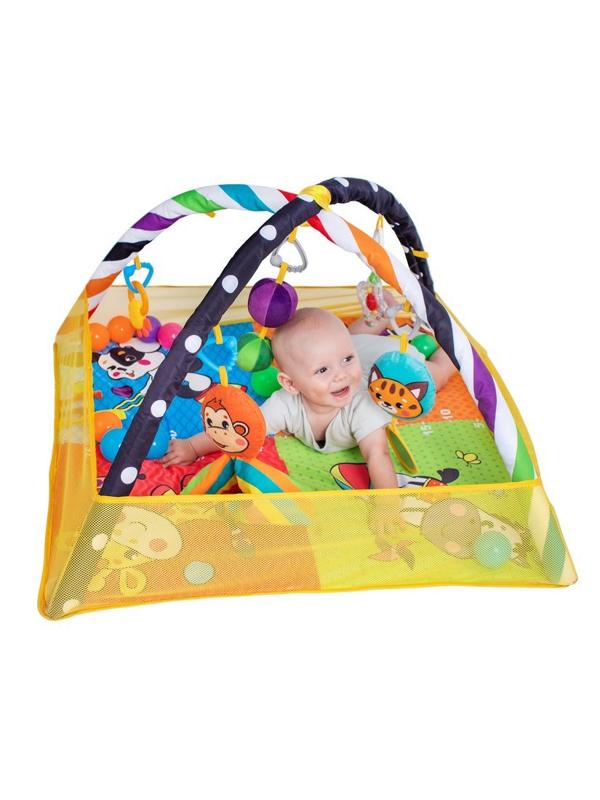Развивающий коврик Цирк: с ростометром, дугами и подвесными игрушками и
шариками в комплекте