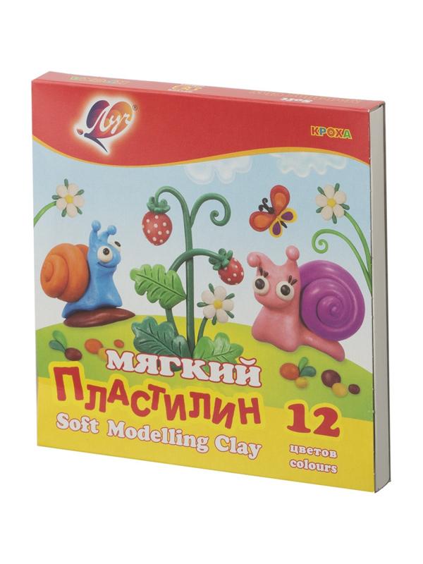 Пластилин восковой Луч Кроха 12 цв восковой 180гр со стеком
