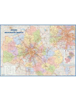 Настенная карта Москва и Московская область админ.1:170тыс.,2,33х1,58м.