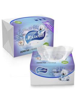 Салфетки Мягкоff 2-сл. 22х15,5 белые V-слож 100шт./уп с клапаном