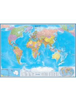 Настенная карта Мир политическая 1:17млн., 2,02х1,43м.