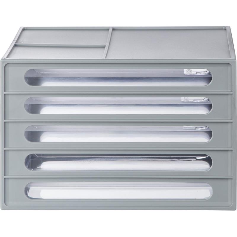 Бокс с выдвижными лотками Стамм, серый 4 прозрачных лотка ВЛ53