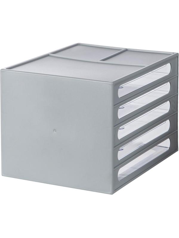 Бокс с выдвижными лотками Стамм, серый 4 прозрачных лотка ВЛ53